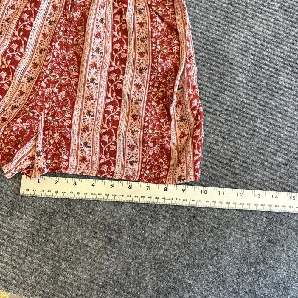 American Eagle Women XS Red Floral Smocked Boho Romper Ruffle Straps Sleeveless - Picture 5 of 6
